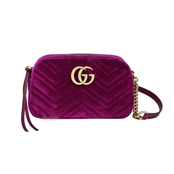 Gucci Handbags - Gucci GG Marmont Small Matelassé Velvet Cross Body